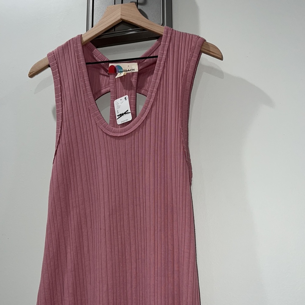 NWOT FREE PEOPLE BEACH MAUVE SCOOP NECK RACERBACK MIDI DRESS Z554 - Picture 2 of 5